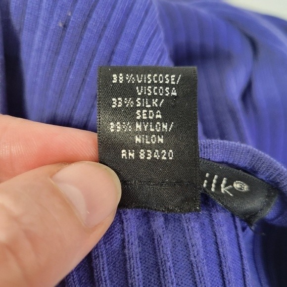 Womans August Silk Periwinkle Crop Sweater Elbow length Sleeves Size Large - Picture 5 of 5